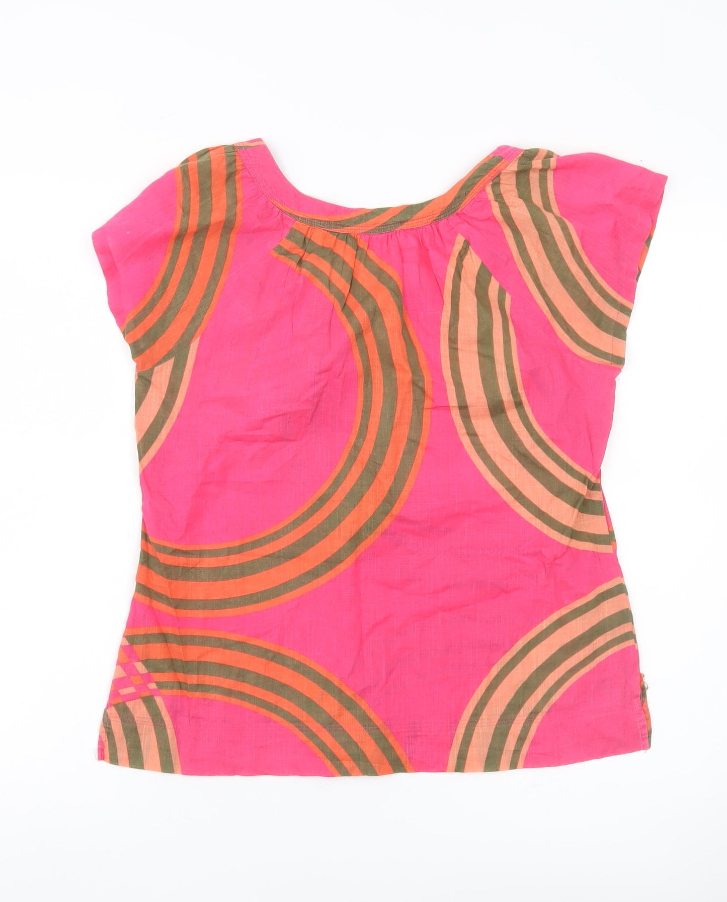 DKNY Jeans Women Pink Petites Cotton Tunic Blouse 2XS Scoop Neck