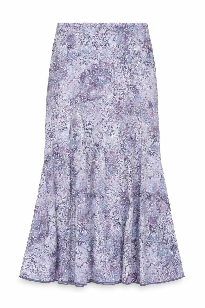 Peruvian Connection Womens Purple Floral Midi Trumpet Cotton Skirt Size 8