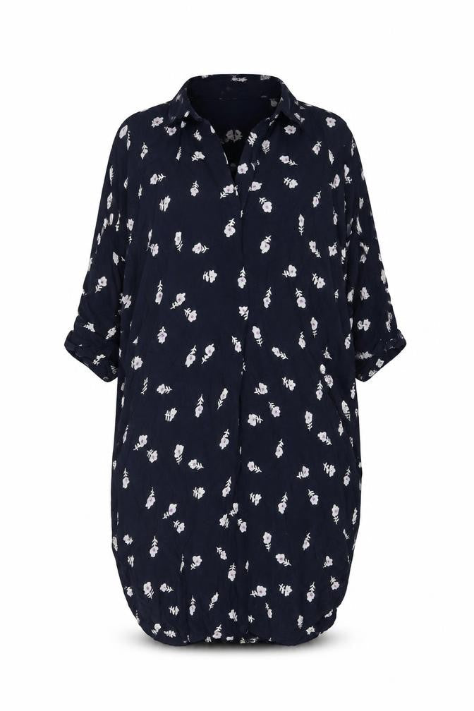 Whistles Women’s Blue Floral Tunic Blouse Size S Viscose 3/4 Sleeve