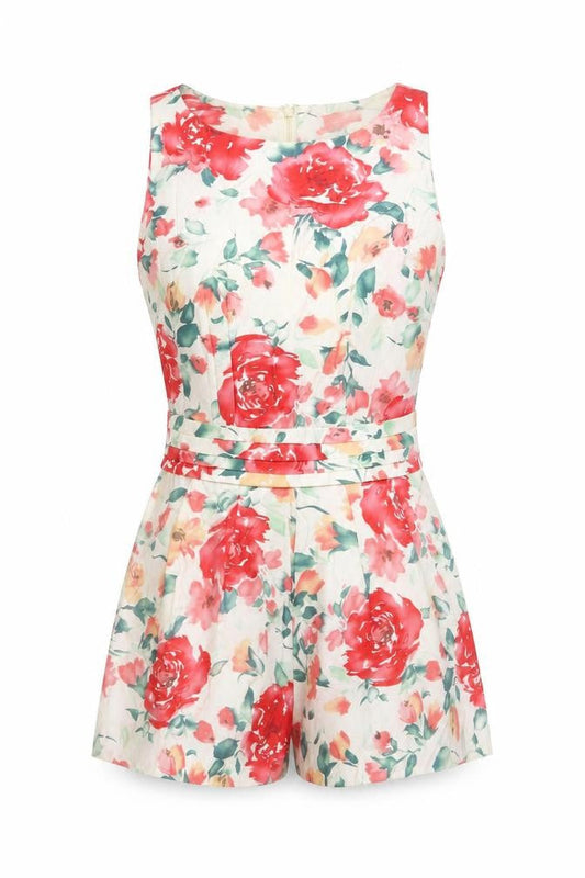 Topshop Women’s Floral Playsuit UK 6 Sleeveless Summer Zip