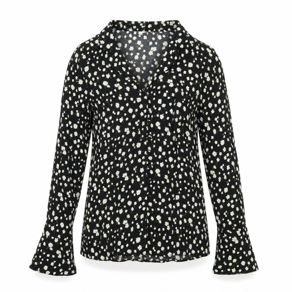 Marks & Spencer Womens Black Floral Long Sleeve Viscose Blouse Size 6