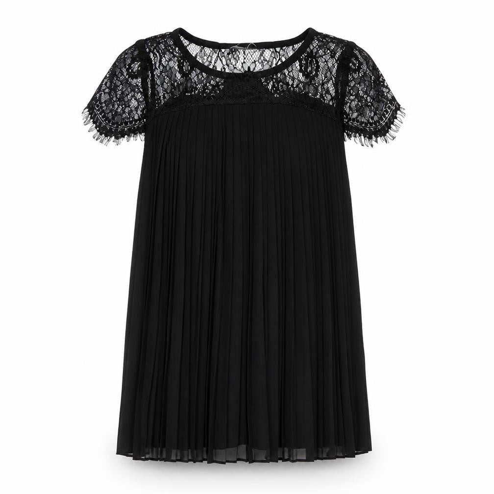 Darling Womens Black XS Lace Tunic Blouse Short Sleeve Party Top
