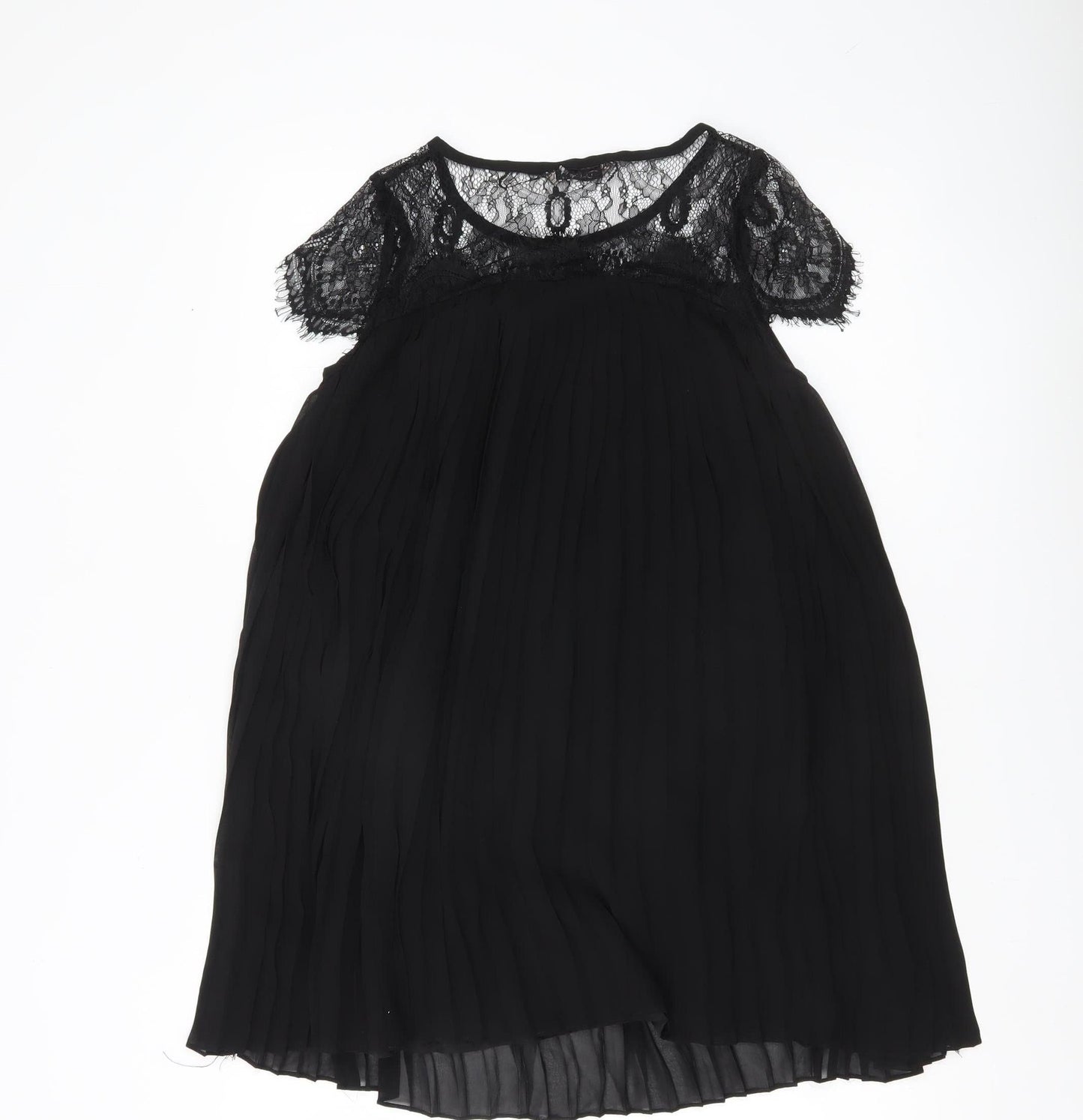 Darling Womens Black XS Lace Tunic Blouse Short Sleeve Party Top
