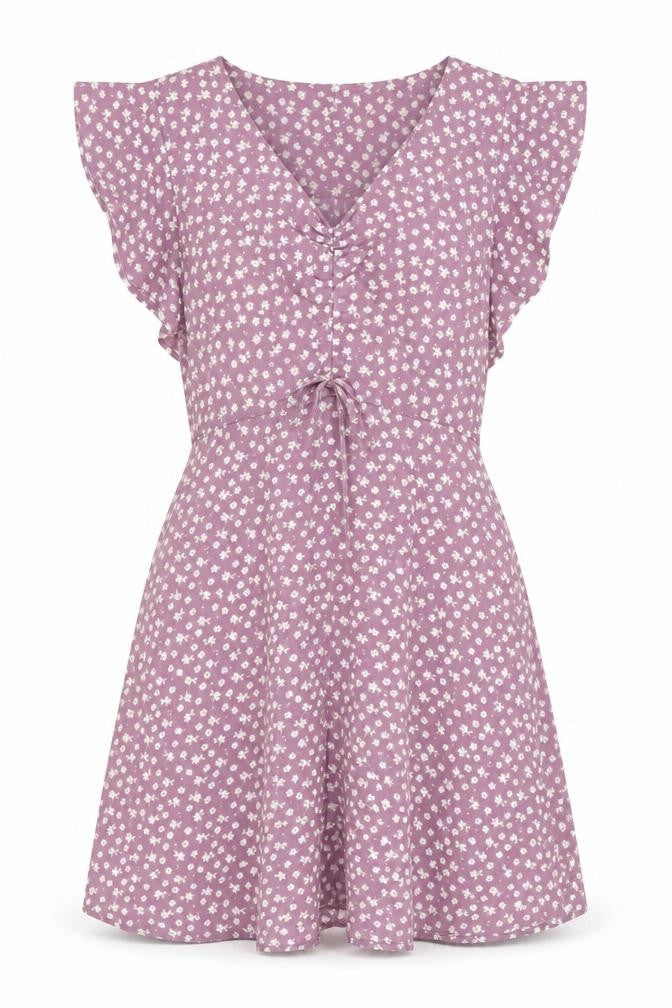 Monteau Los Angeles Women’s Purple Floral A-Line Short Dress L