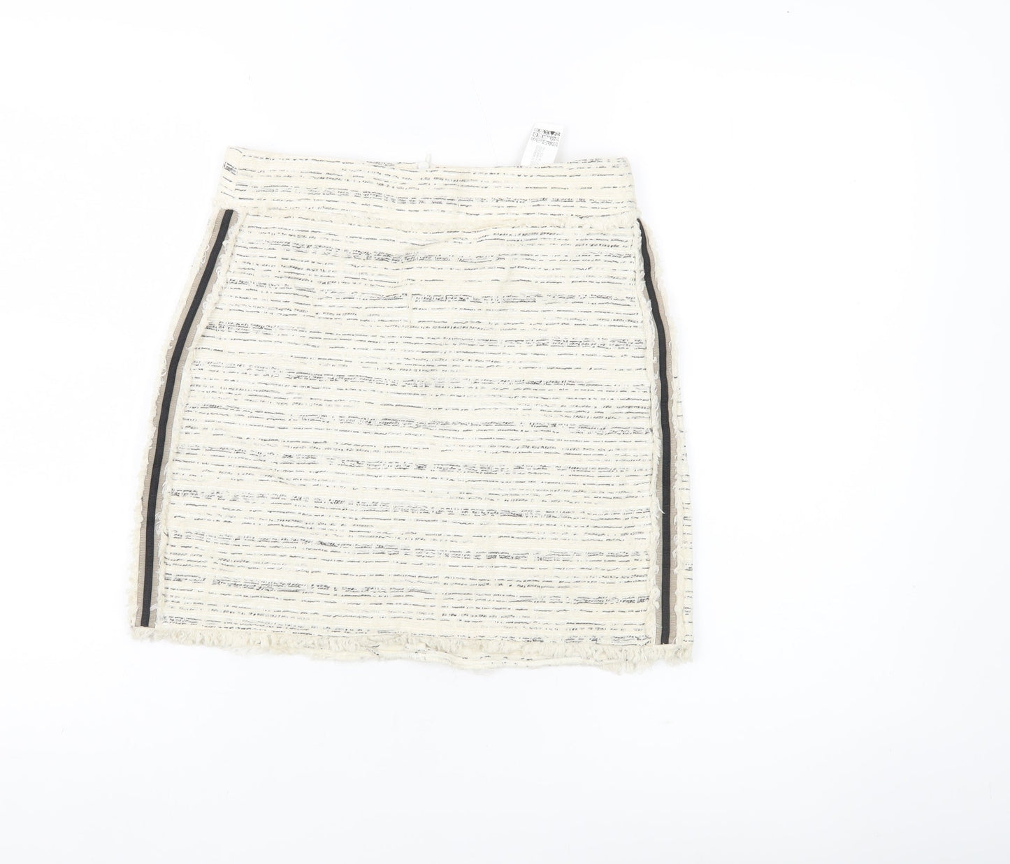 Zara Basic Women Ivory XS Tweed Pencil Skirt Workwear Business Casual