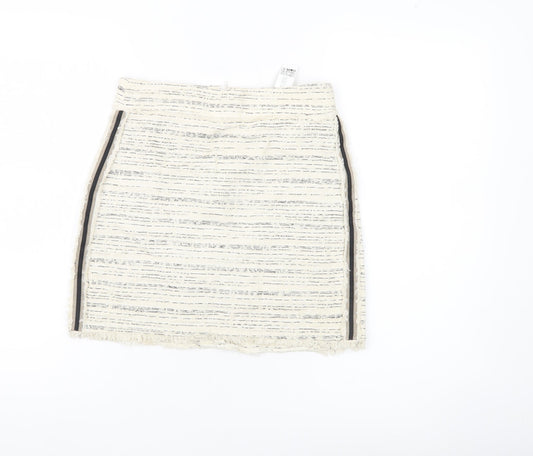 Zara Basic Women Ivory XS Tweed Pencil Skirt Workwear Business Casual