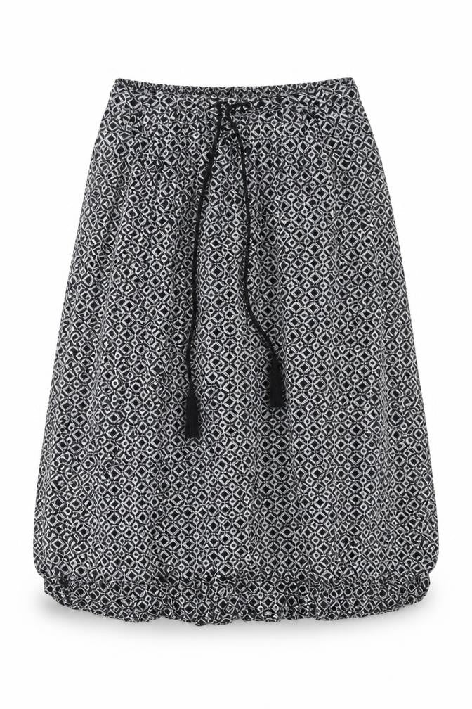 Little Stuff Women’s Black Geometric Elastic Waist Knee Skirt Size 10