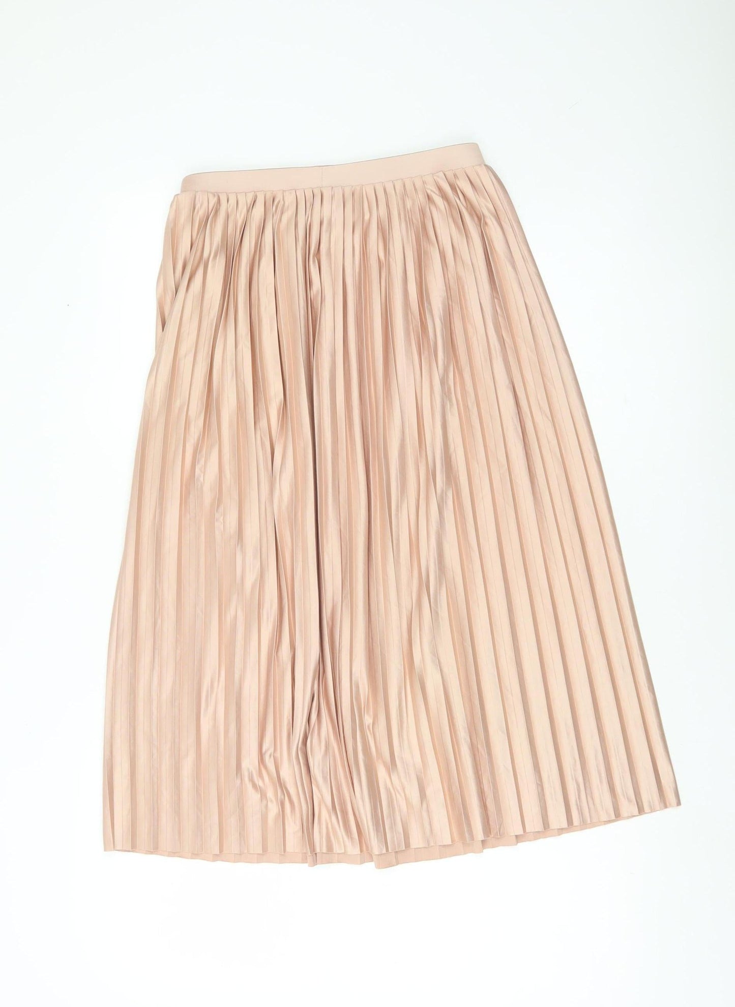 Topshop Women’s Pink Pleated Midi Skirt Size 8 Polyester