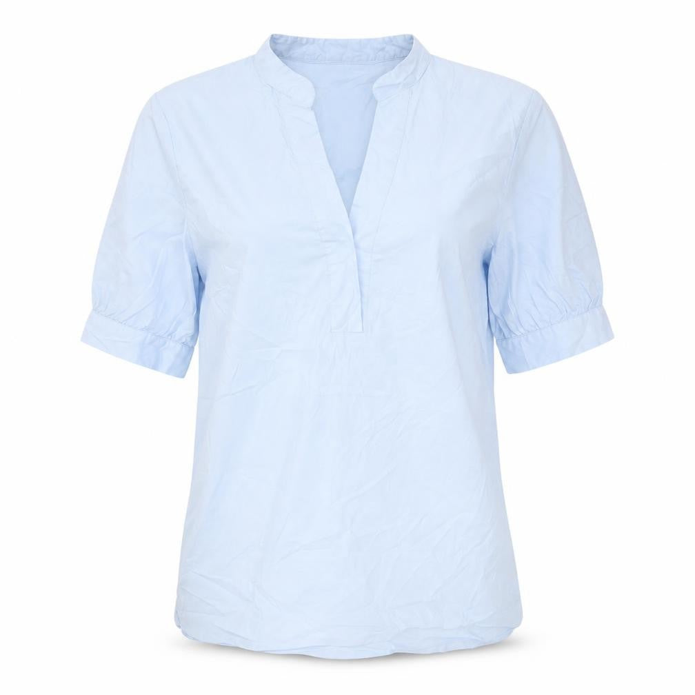 More & More Women’s Blue Blouse Size 8 V-Neck Tunic Work Top