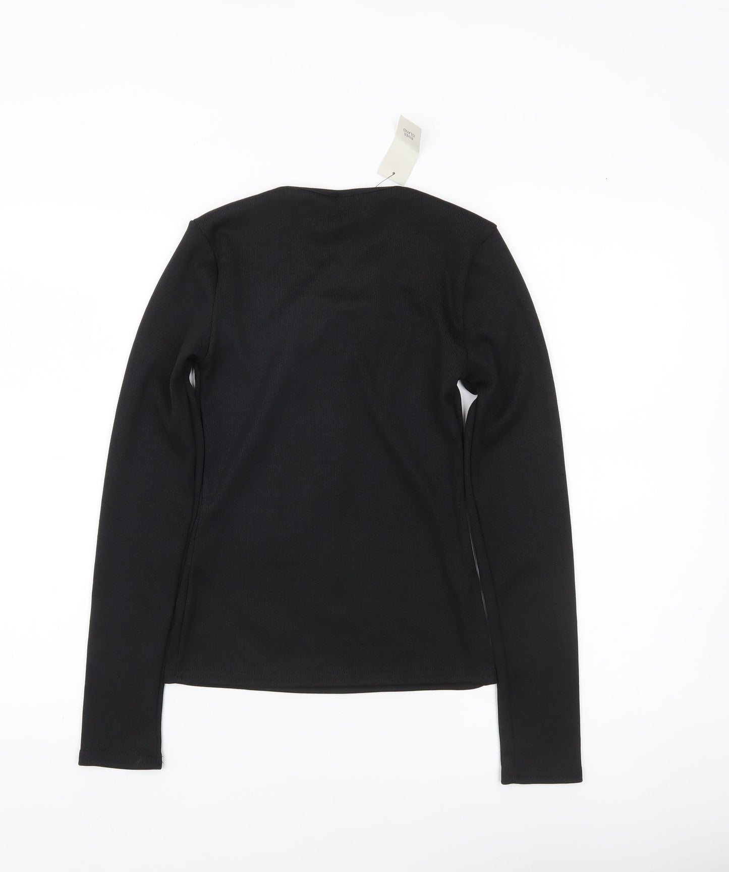 River Island Womens Black V-Neck Long Sleeve Slim Fit Blouse Size 10