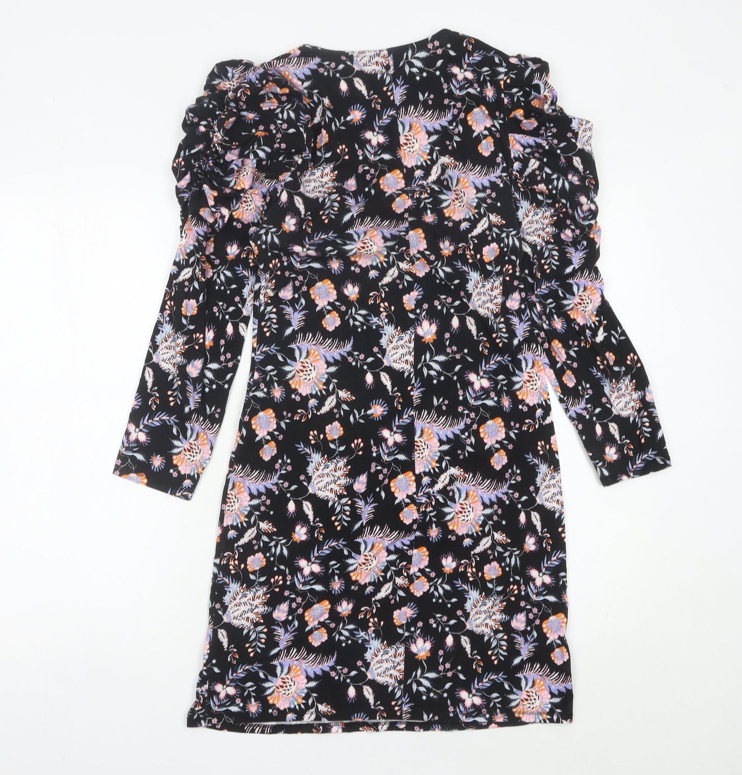 Ted Baker Womens Black Floral Ruched Sheath Dress Size 10