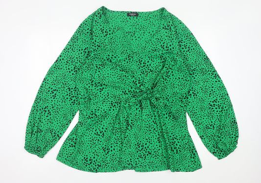 Simply Be Womens Green Animal Print Wrap Blouse Size 20