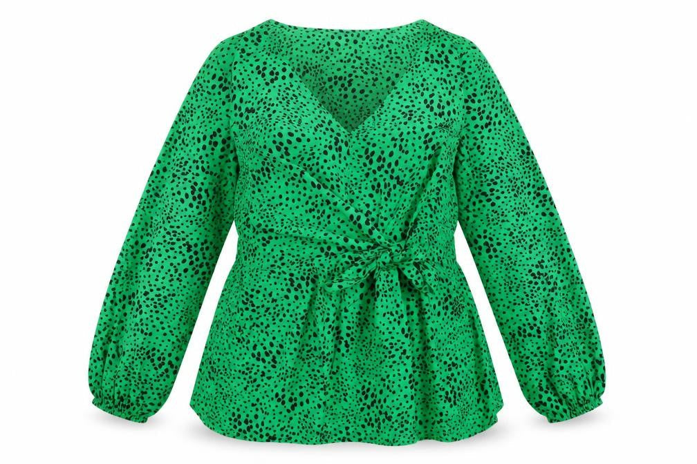 Simply Be Womens Green Animal Print Wrap Blouse Size 20