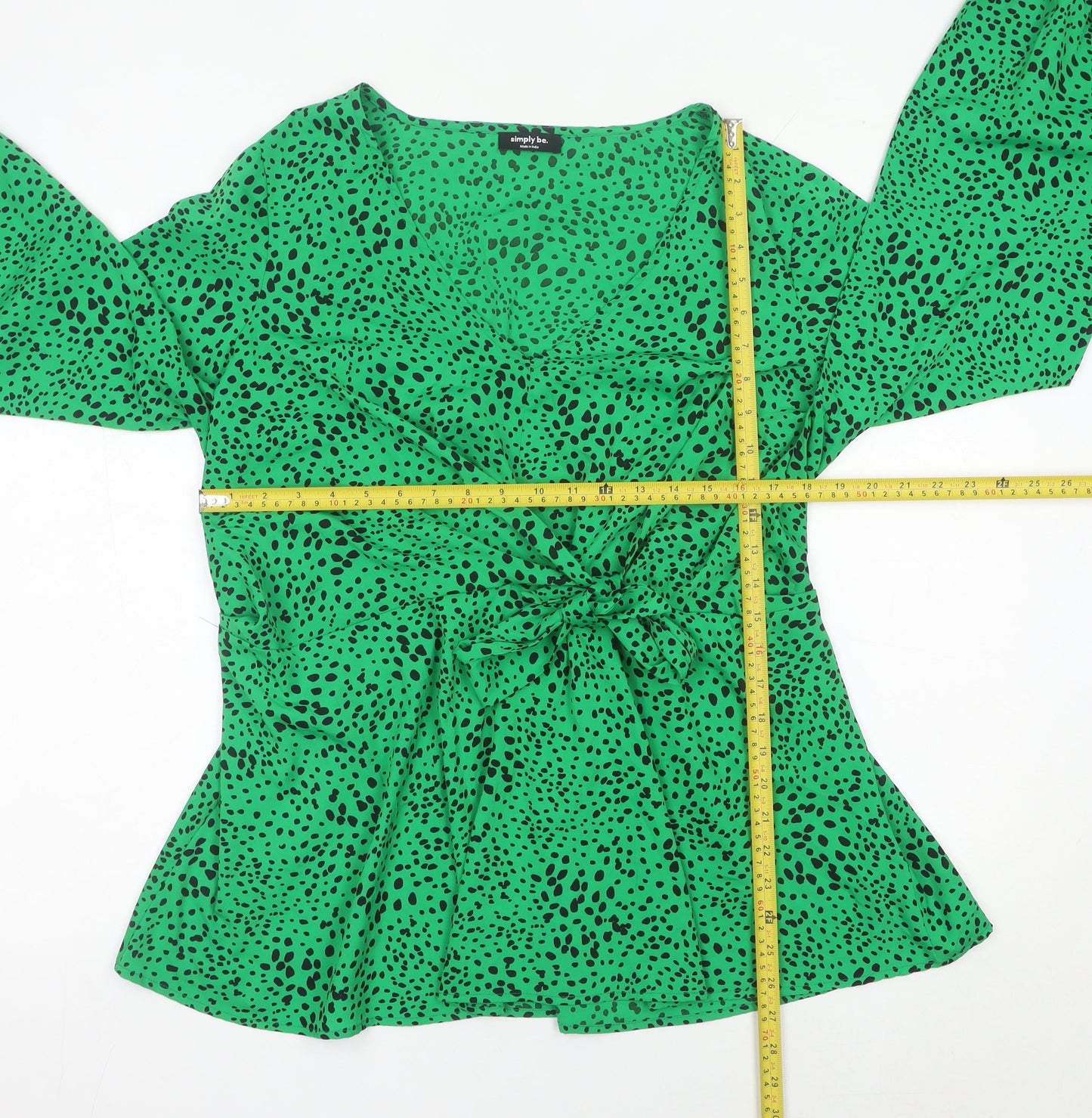 Simply Be Womens Green Animal Print Wrap Blouse Size 20
