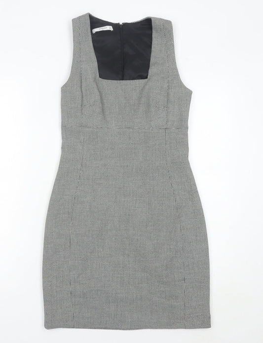 Mango Women Grey Houndstooth Sheath Dress Size 8 Workwear Classic