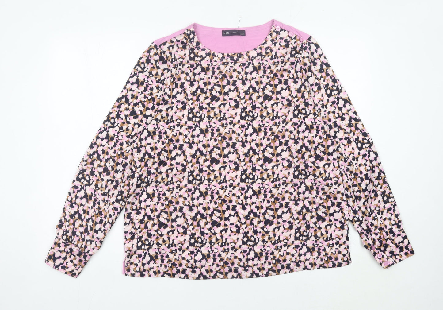 Marks and Spencer Women’s Multicolour Floral Blouse Size 14 Long Sleeve Jersey