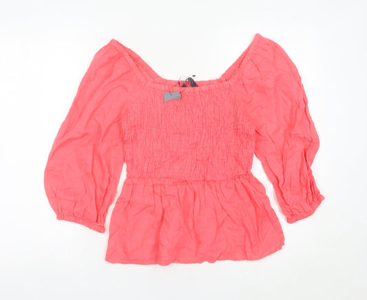 Marks and Spencer Women’s Pink Linen Off Shoulder Tunic Blouse UK 6