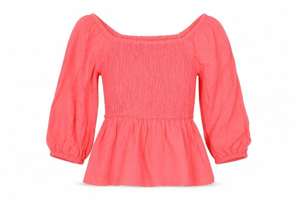 Marks & Spencer Women’s Pink Linen Off Shoulder Tunic Blouse UK 6