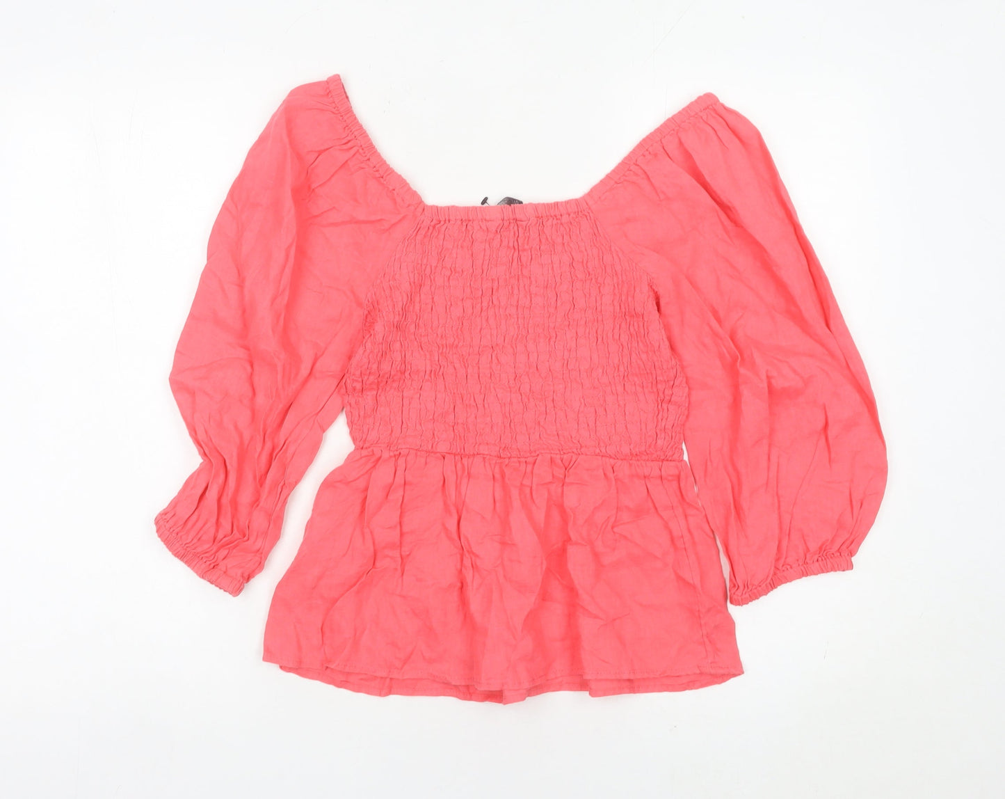 Marks and Spencer Women’s Pink Linen Off Shoulder Tunic Blouse UK 6