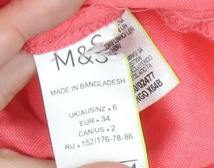 Marks and Spencer Women’s Pink Linen Off Shoulder Tunic Blouse UK 6