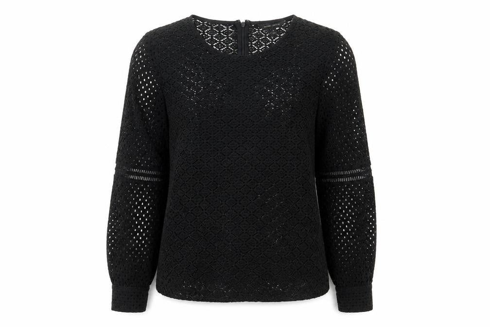Banana Republic Womens Black Lace Blouse Size S Long Sleeve Tunic