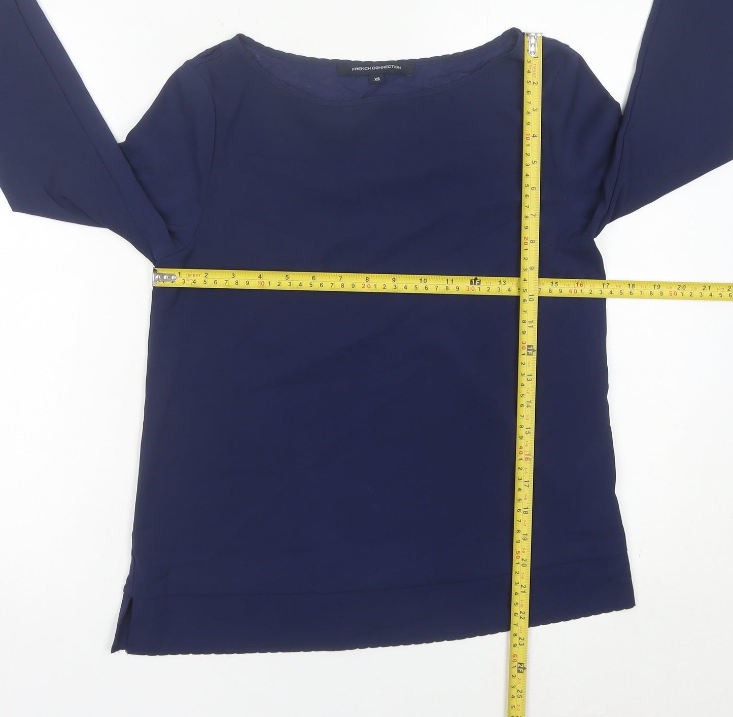 French Connection Women’s Blue XS Blouse 3/4 Sleeve Boat Neck