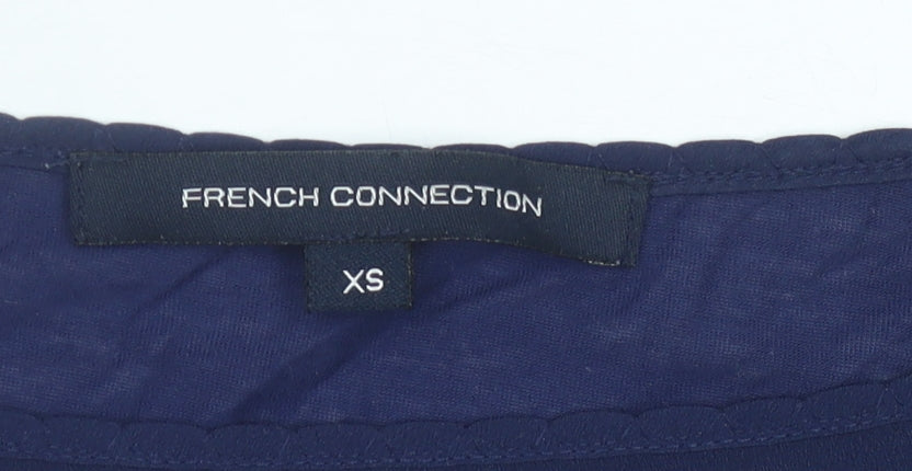 French Connection Women’s Blue XS Blouse 3/4 Sleeve Boat Neck