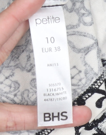 BHS Women’s Black White Lace Floral Blouse Size 10 Petite