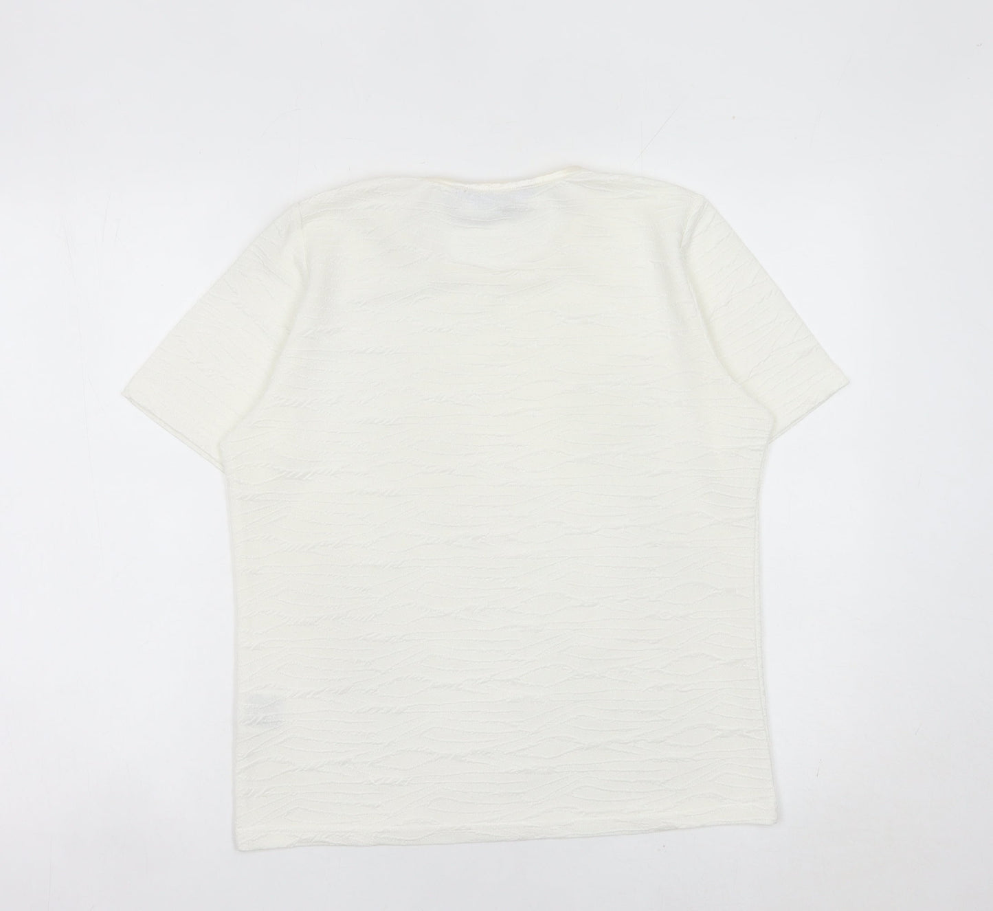 Honor Millburn Women Ivory Short Sleeve Basic T-Shirt Size S 10-12
