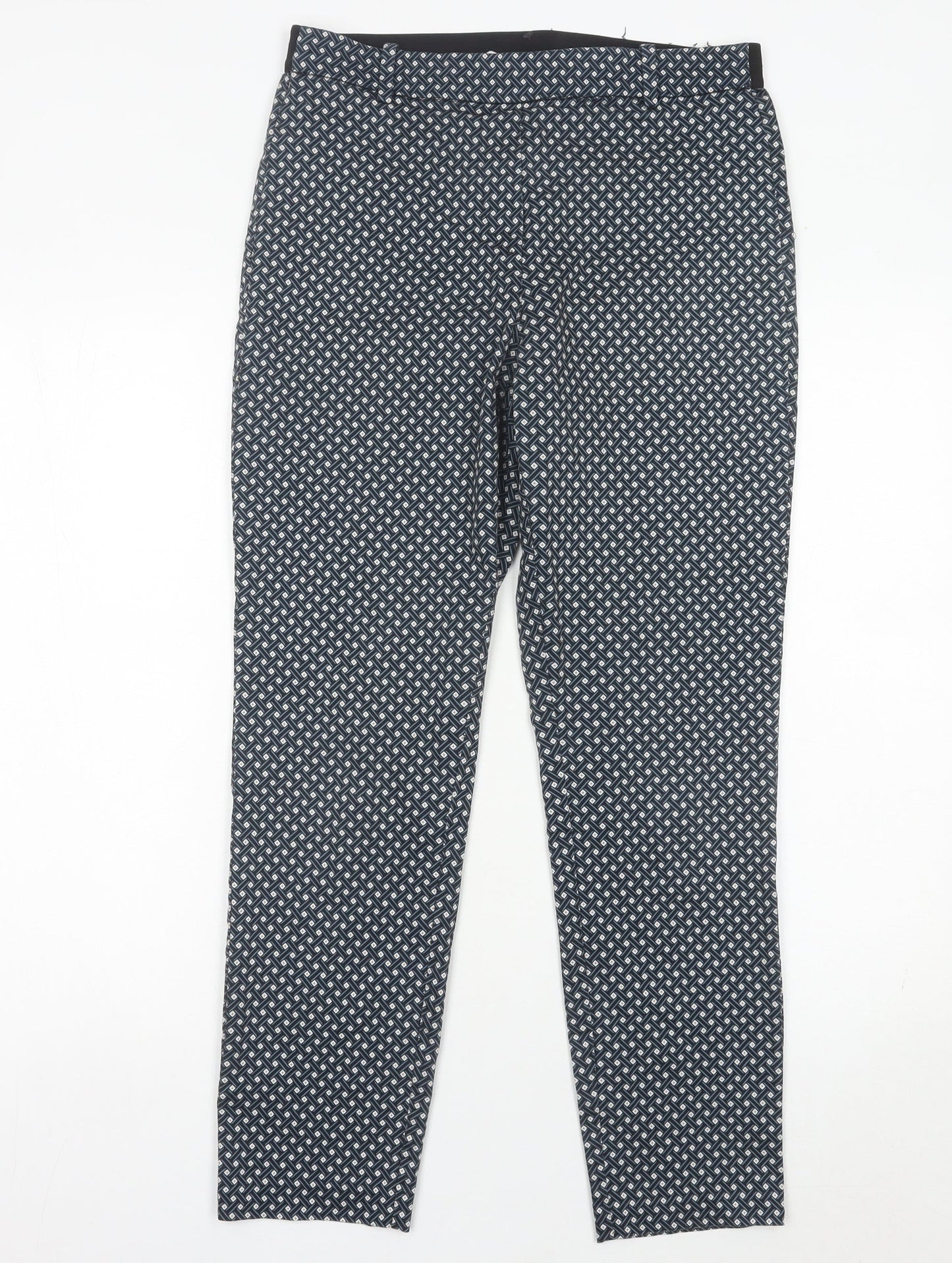 H&M Women’s Black White Geometric Slim Trousers Size 12