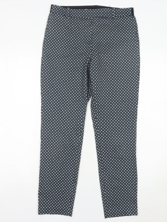 H&M Women’s Black White Geometric Slim Trousers Size 12