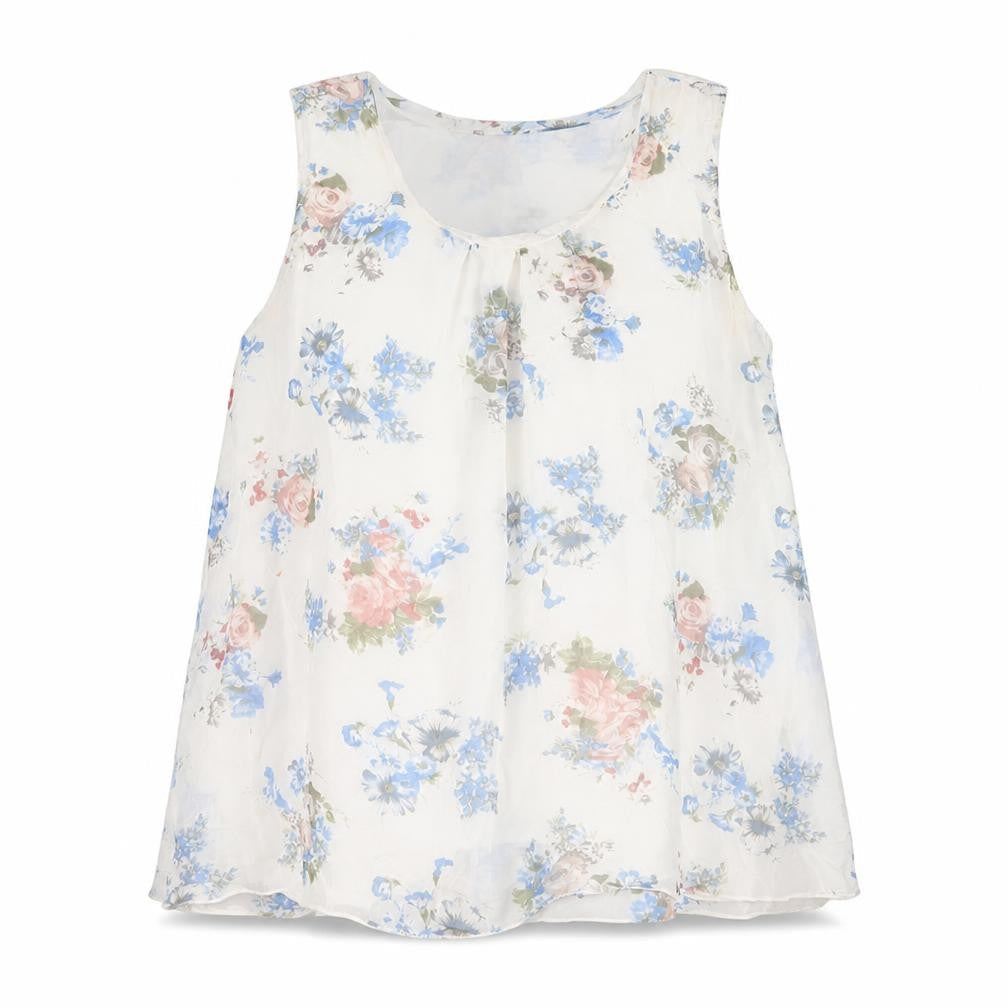 Stella Rosa Women’s Multicoloured Floral Sleeveless Tunic Blouse L Viscose Silk