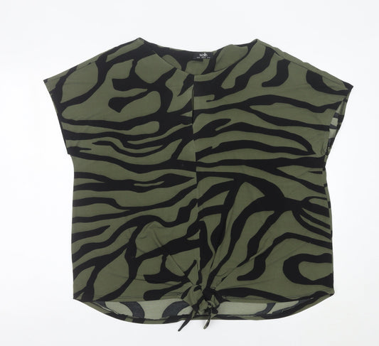 Wallis Women's Green Animal Print Tunic Blouse UK XL