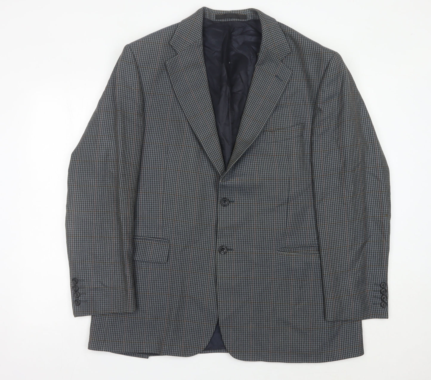 Marks and Spencer Mens Blue Checked Wool Blazer Jacket 44 M