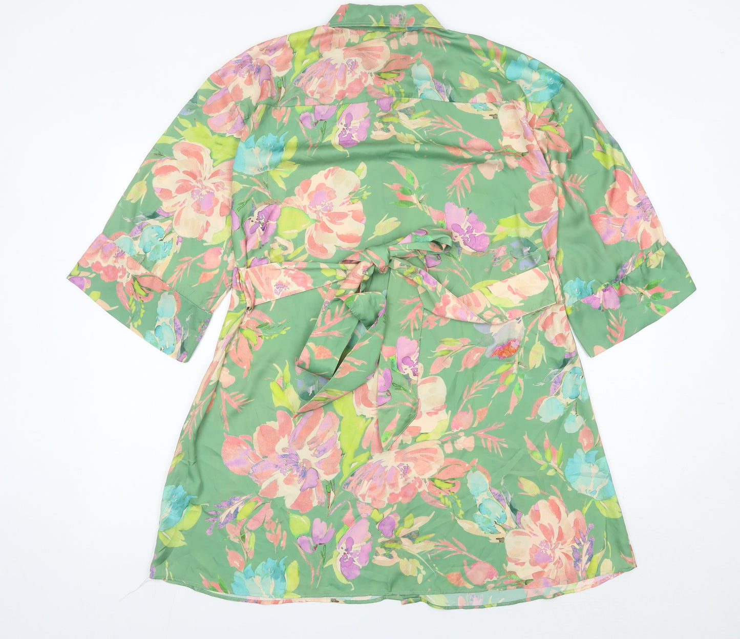 Zara Women’s Multicoloured Floral Shirt Dress Size 12 Belted