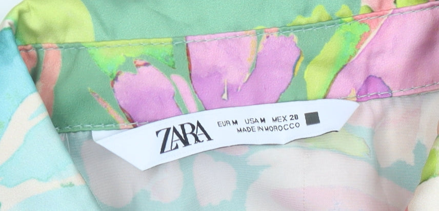 Zara Women’s Multicoloured Floral Shirt Dress Size 12 Belted