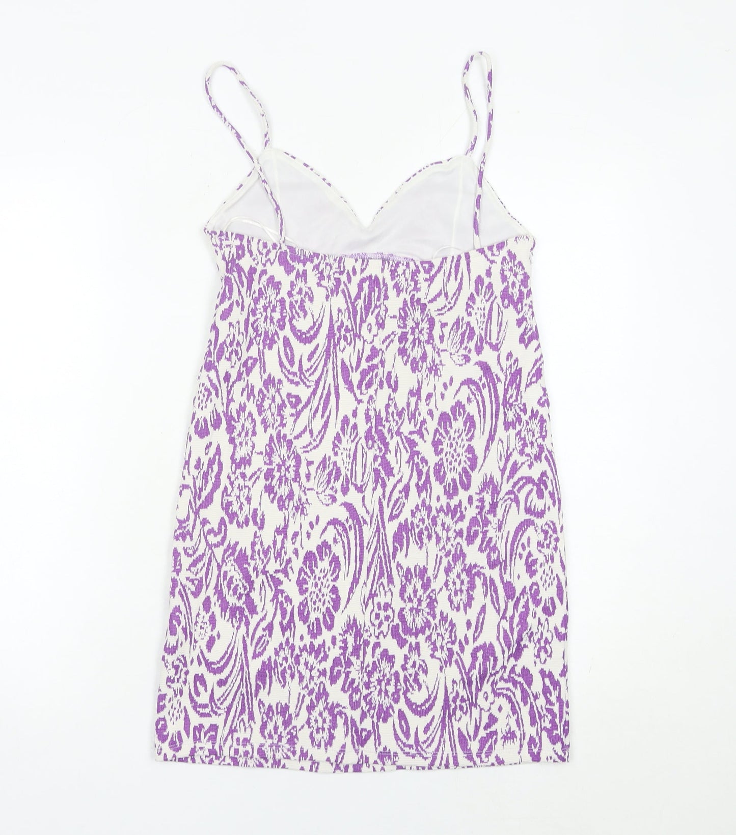 Zara Women Purple Floral Slip Dress Size 8 Short Summer