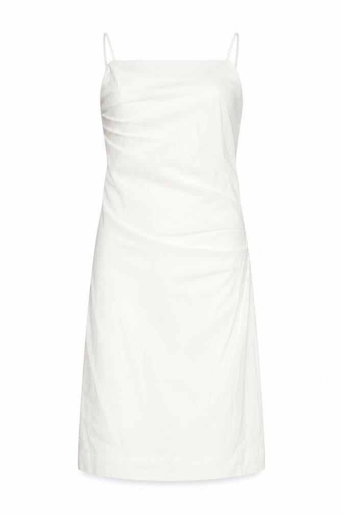 Zara Women White Linen Blend Slip Dress Size 14 Halter Sleeveless Short