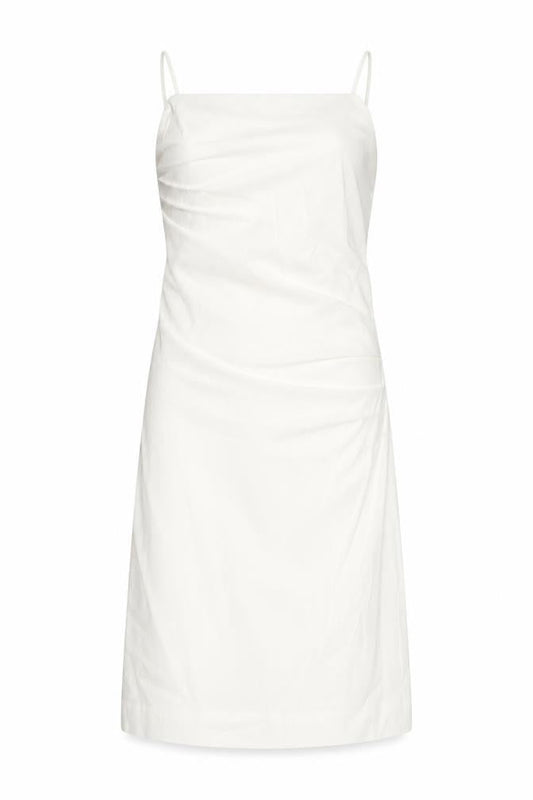 Zara Women White Linen Blend Slip Dress Size 14 Halter Sleeveless Short