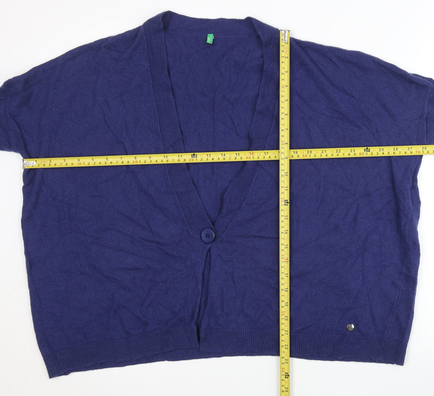 Benetton Women’s Blue Wool Blend V-Neck Cardigan Size S