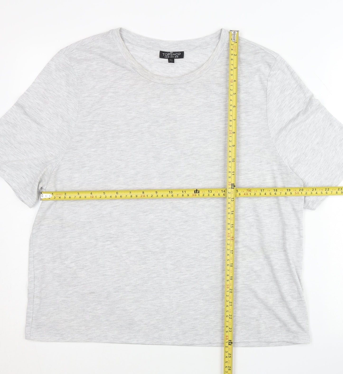 Topshop Women’s Grey Tall Size 18 Basic Short Sleeve T-Shirt