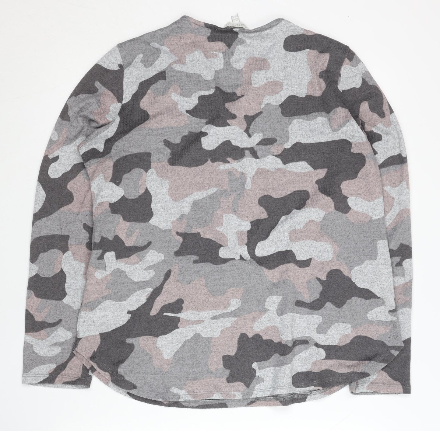 Apricot Women’s Grey Camo Zip Jumper Size 16 V-Neck Long Sleeve