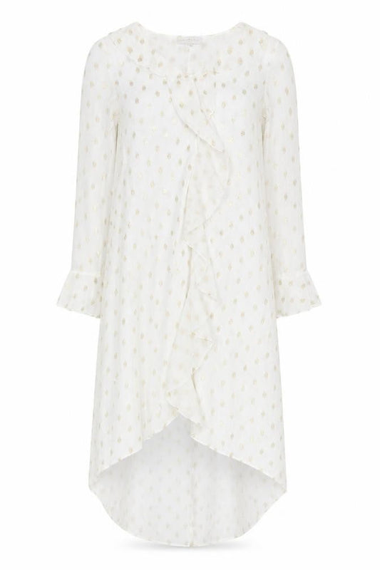 Never Fully Dressed Women’s White Gold Polka Dot Midi Wrap Dress M