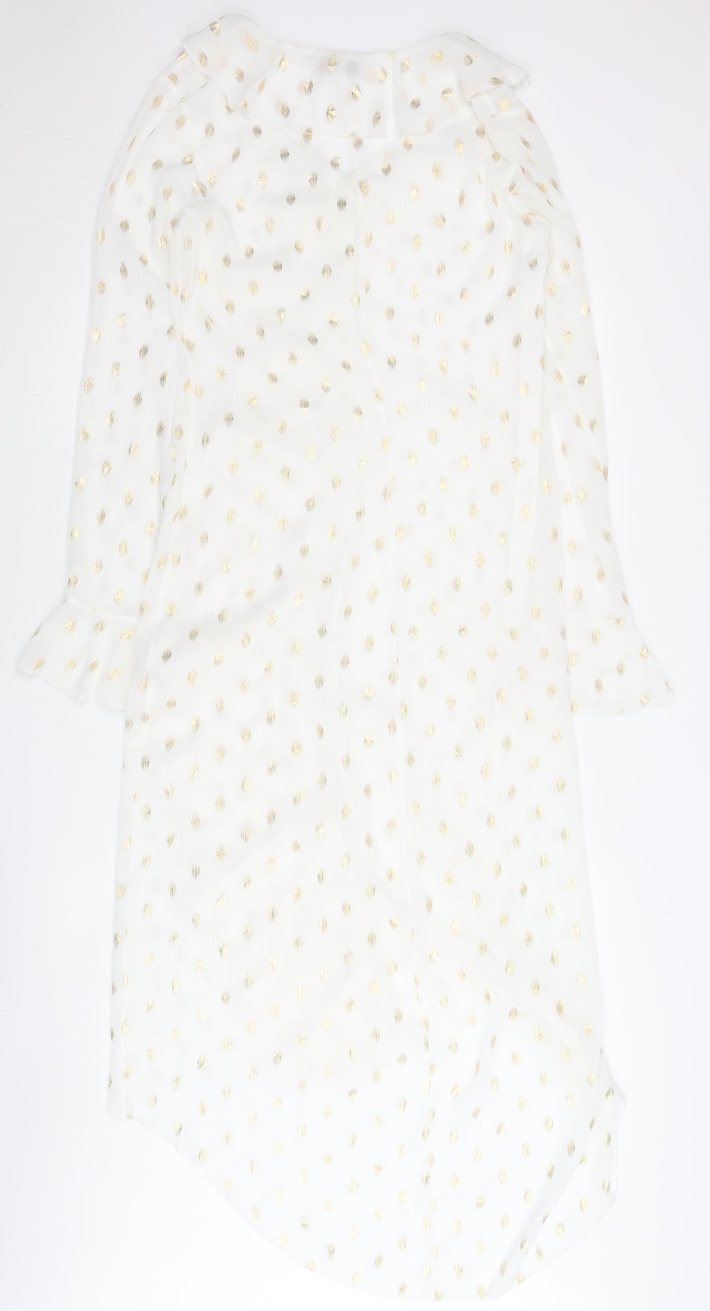 Never Fully Dressed Women’s White Gold Polka Dot Midi Wrap Dress M