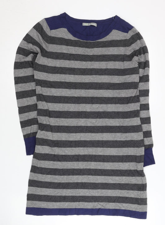 Marks and Spencer Women’s Grey Blue Striped Pullover Jumper Size 12