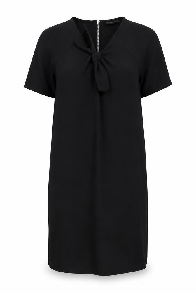 Front view of Betty Jackson Studio Women Black, size 12, Shift Bow Detail Dress