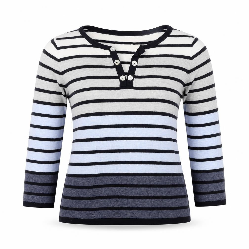 Country Casuals Women’s Multicoloured Striped Henley Jumper M