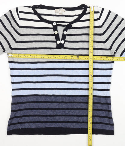 Country Casuals Women’s Multicoloured Striped Henley Jumper M