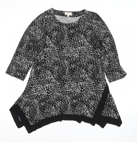 Apricot Womens Black Animal Print Tunic Blouse Size 10 Viscose