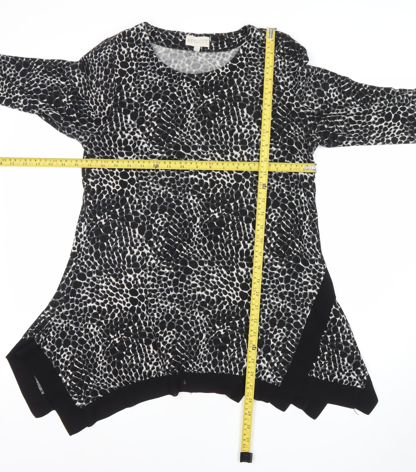 Apricot Womens Black Animal Print Tunic Blouse Size 10 Viscose